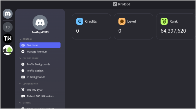 ProBot 仪表板