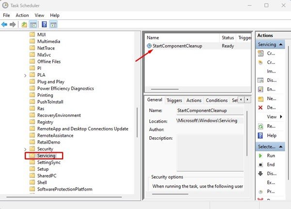 任务计划程序库MicrosoftWindowsServicingStartComponentCleanup