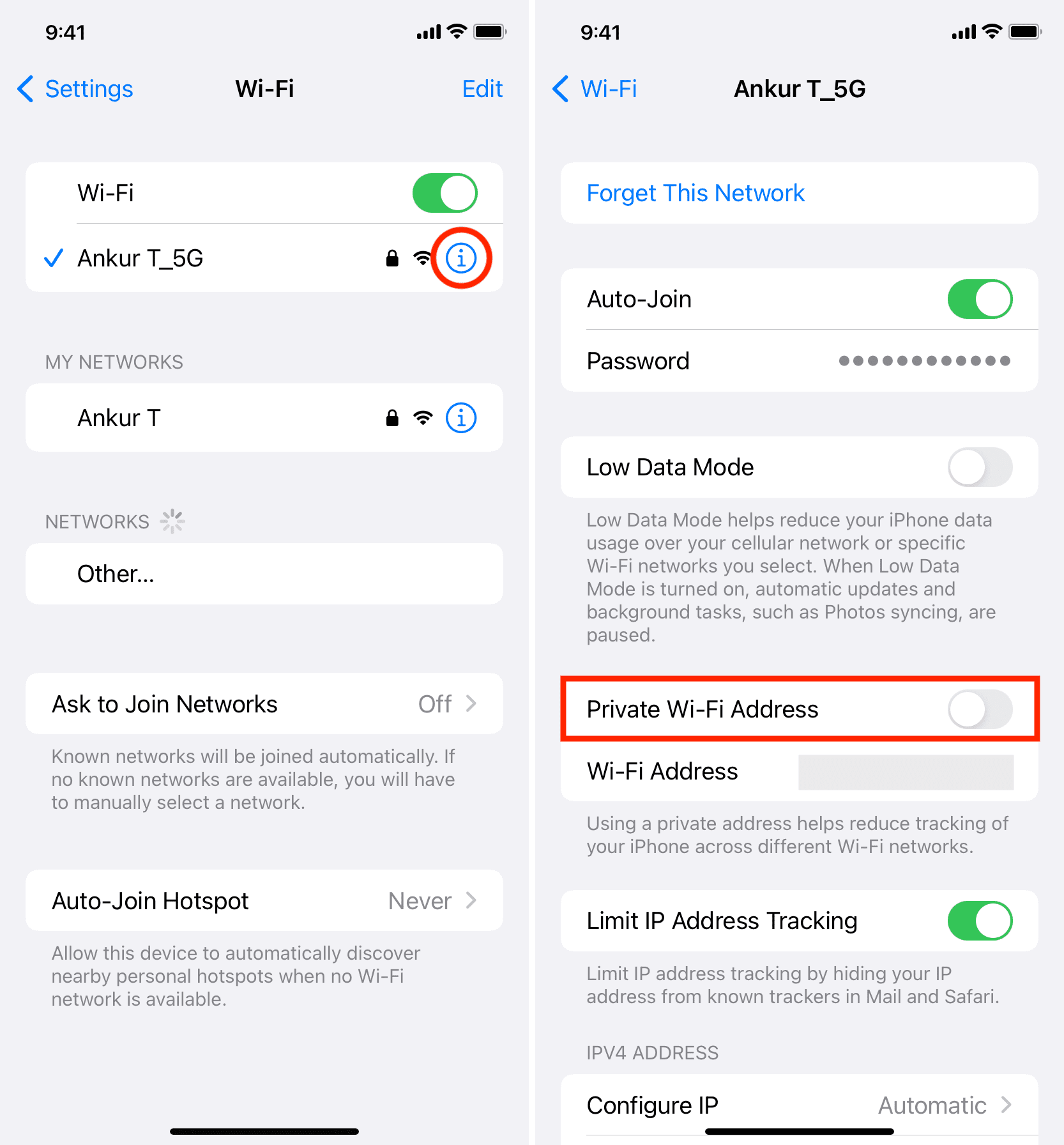 关闭 iPhone 上的私人 Wi-Fi 地址以修复 VPN 问题